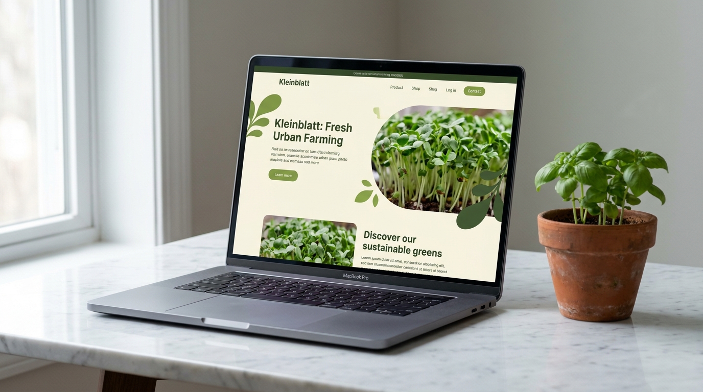 Kleinblatt — city farm brand identity and website.