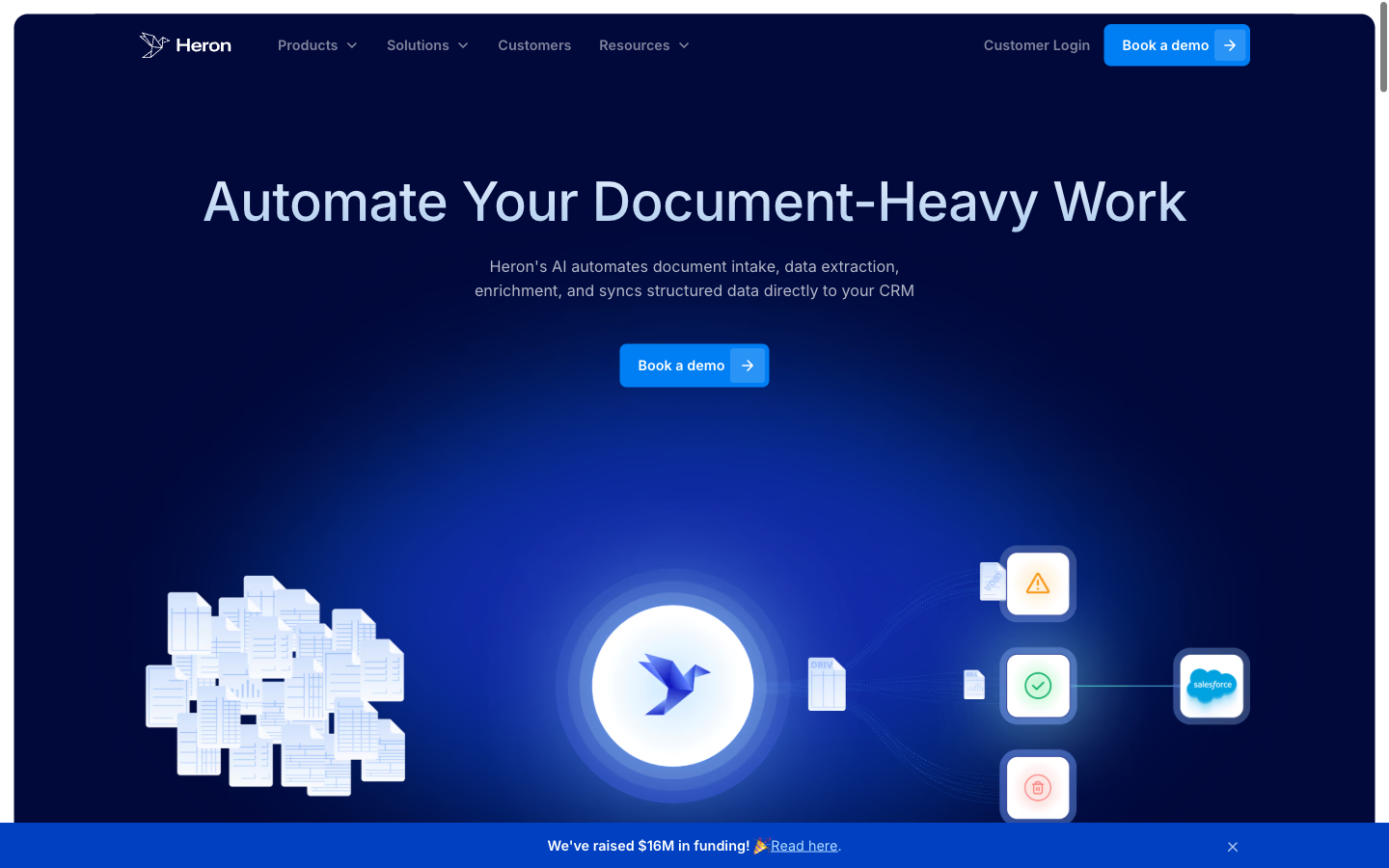 Heron Data homepage — AI document automation.