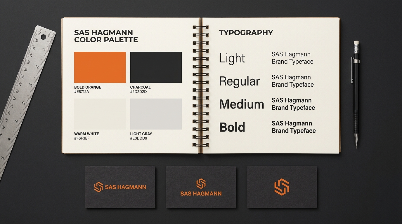 SAS Hagmann color palette, typography, and logo system.