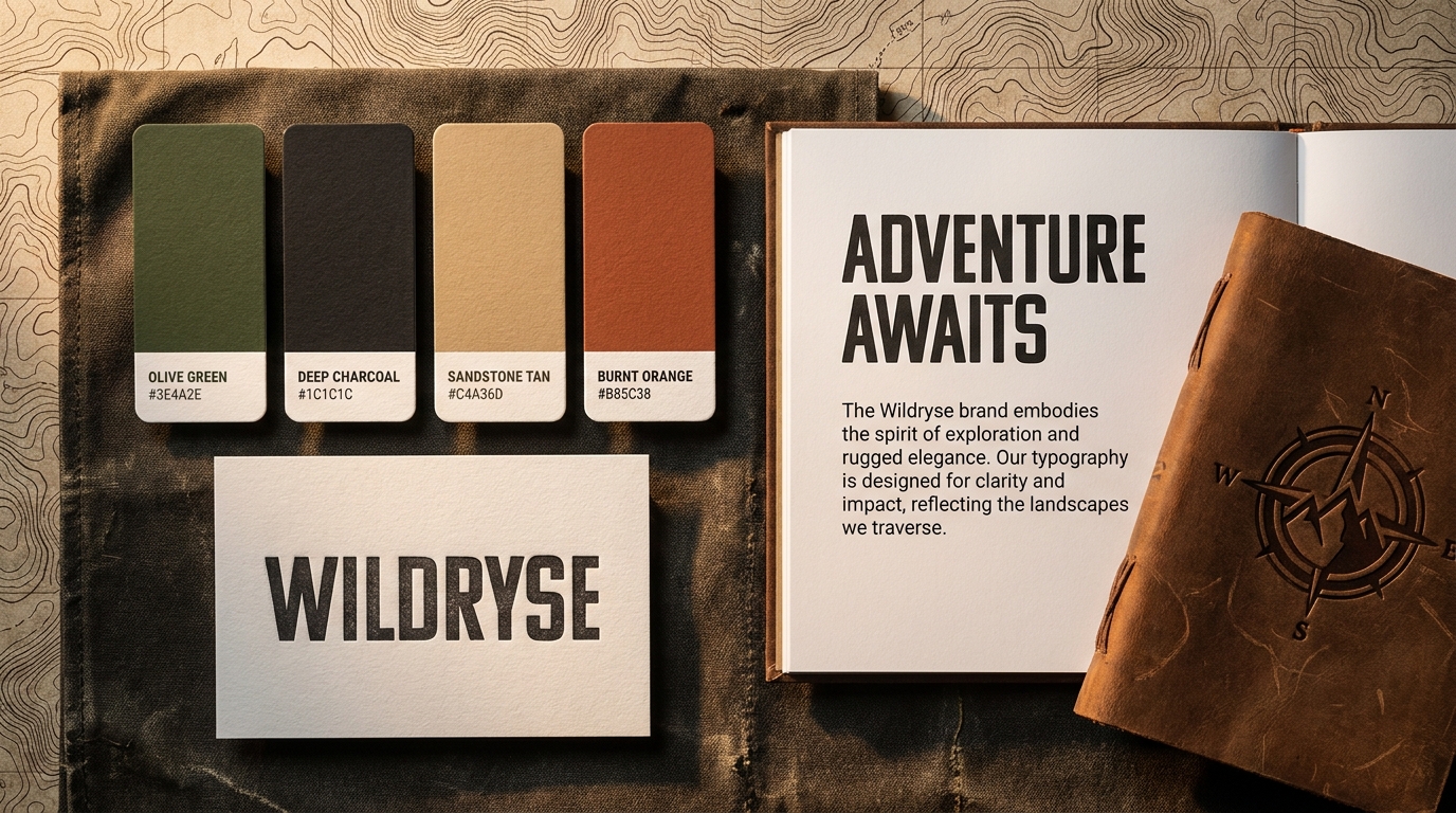 Wildryse color palette, typography, and logo system.